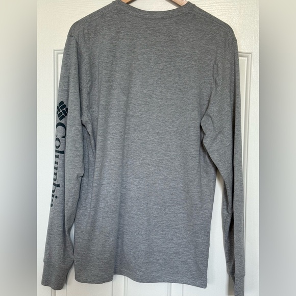 Columbia Men’s Gray Long Sleeve Logo Shirt Large Cotton Blend Stretch - Picture 5 of 9
